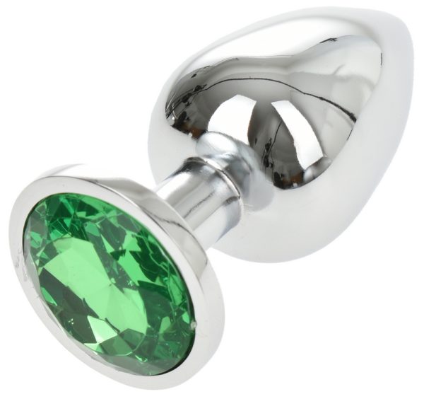 Dop Anal Metallic Buttplug Large Argintiu/Verde Passion Labs