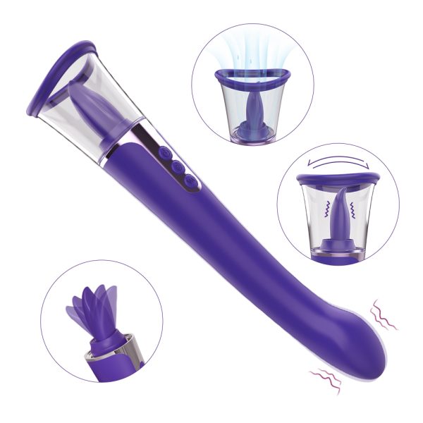 Stimulator Zeny Tripla Putere Pompa-Vibrator Clitoris-Vibrator Vaginal USB Silicon Mov 26.7 cm