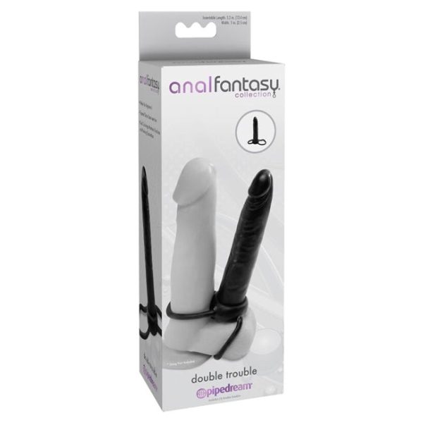 Dildo atașabil PIPEDREAM ANAL FANTASY pentru penetrare dublă cu inele de erecție