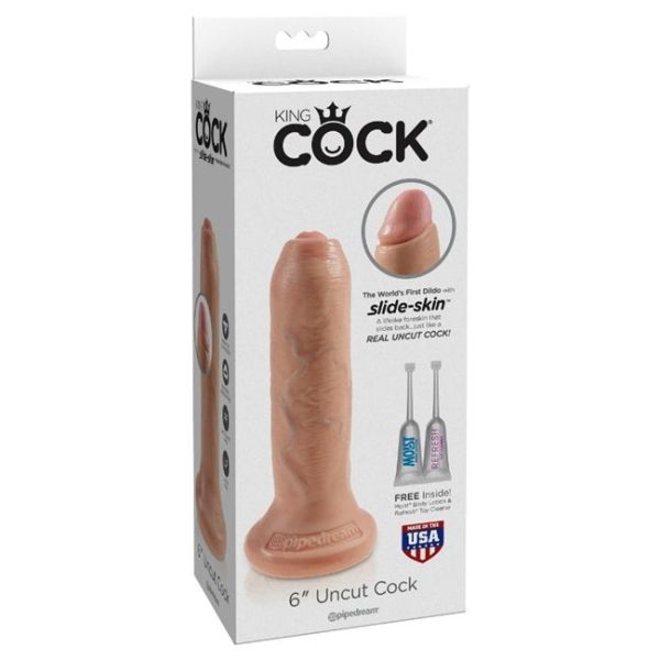 Dildo realistic cu preput retractabil KING COCK - REALISTIC DILDO UNCUT FLESH