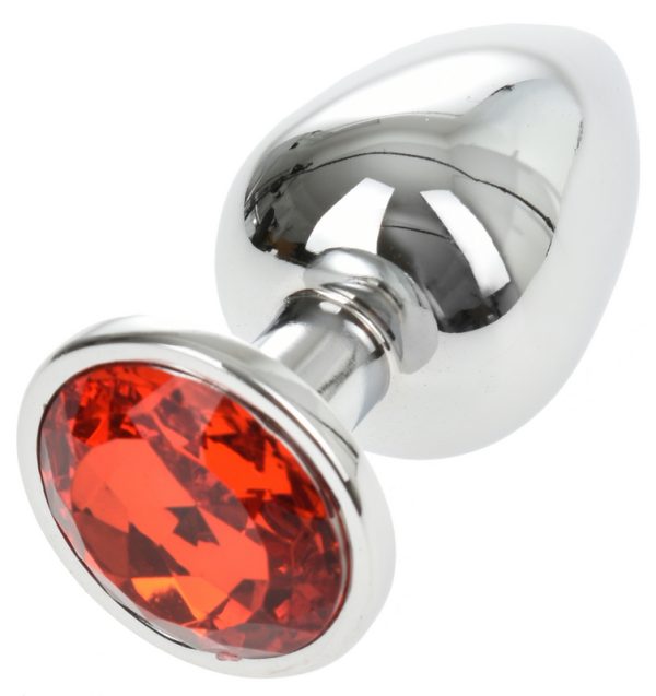 Dop Anal Metallic Buttplug Large Argintiu/Rosu Passion Labs