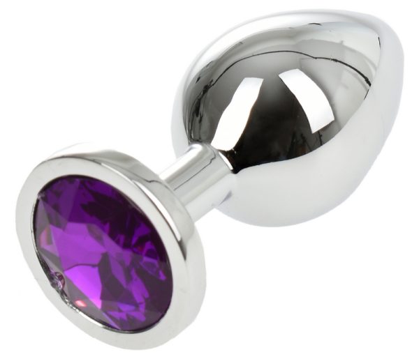 Dop Anal Metallic Buttplug Medium Argintiu/Mov Passion Labs