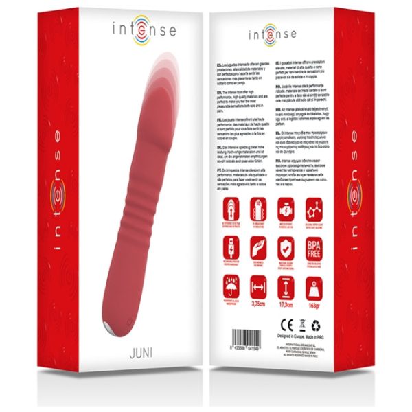 Vibrator INTENSE - JUNI cu mod de penetrare automat și 10 funcții de vibrații