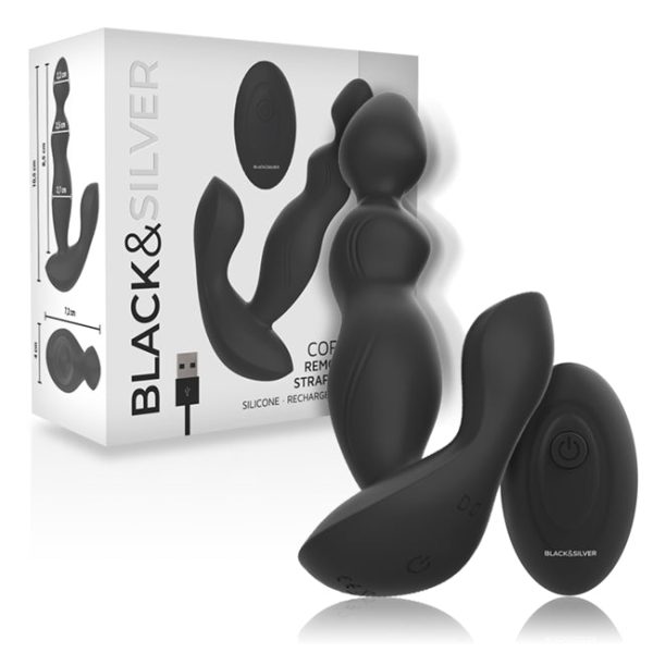 Plug anal cu vibratie BLACK & SILVER - CORA